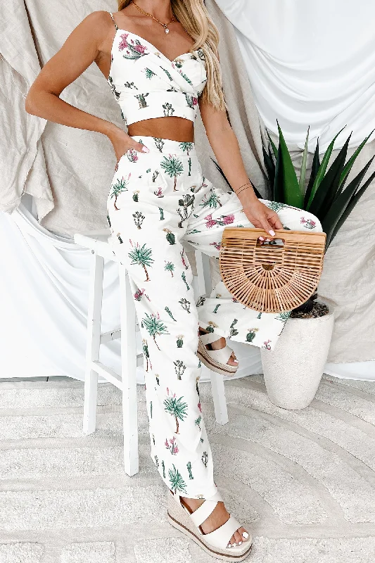 Desert Whispers Printed Wide Leg Pants (Cream Multi)