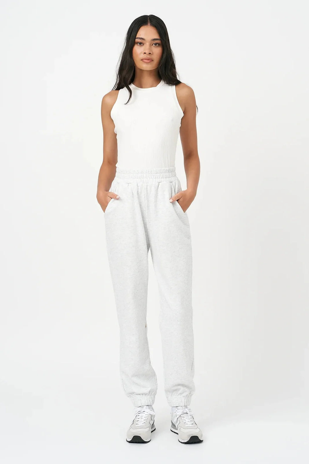 Raef - brooks trackpant - white marle