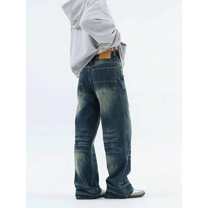 Whiskered Accent Wide Jeans