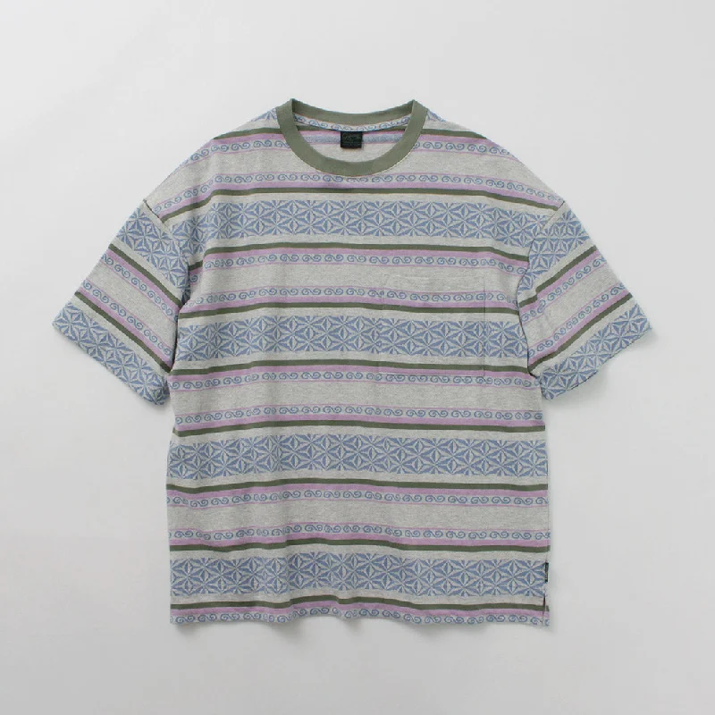 GOHEMP / Wide Slit T-Shirt Hemp Leaf Jacquard