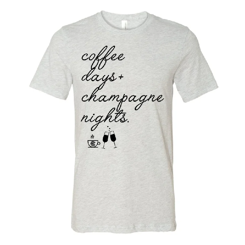 Monogrammed 'Coffee Days + Champagne Nights' Premium T-Shirt