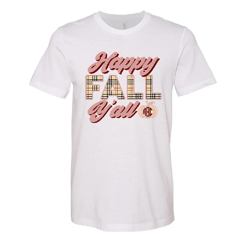 Monogrammed 'Happy Fall Y'all' Basic T-Shirt