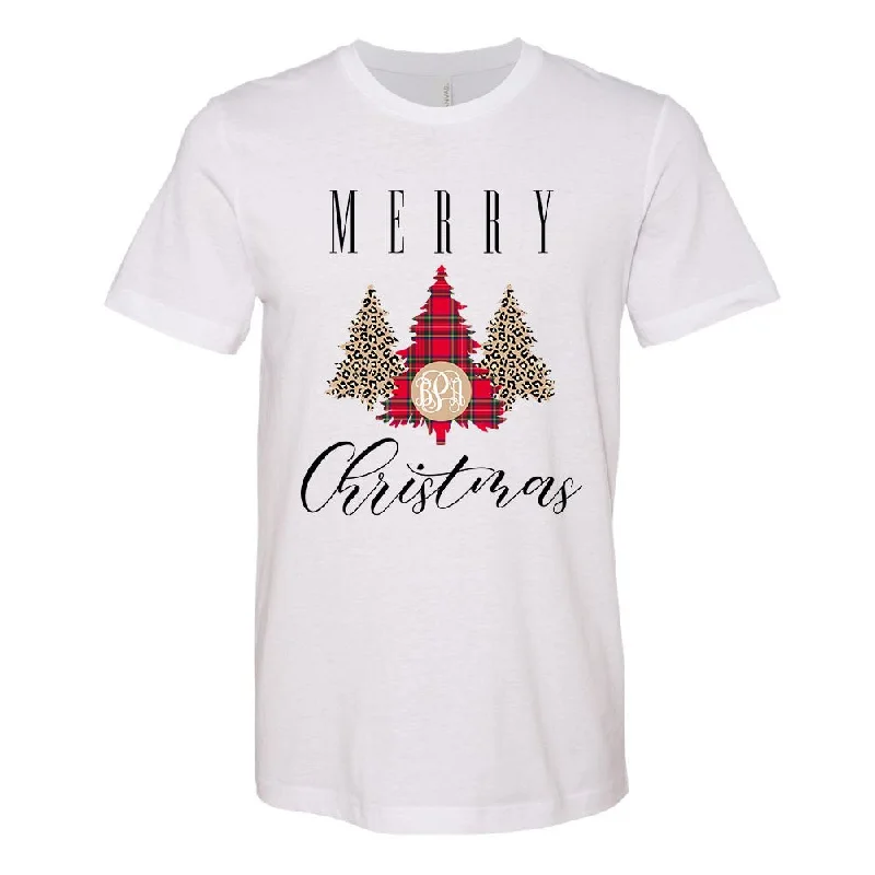 Monogrammed 'Merry Christmas' Pattern Basic T-Shirt