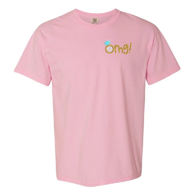 Monogrammed 'OMG! Engagement Ring' Comfort Colors T-Shirt