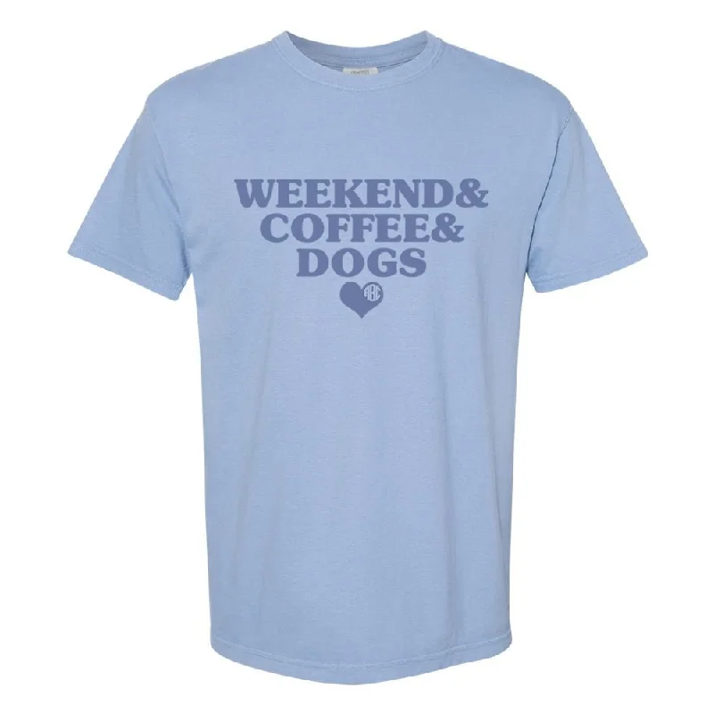 Monogrammed 'Weekend & Coffee & Dogs' T-Shirt