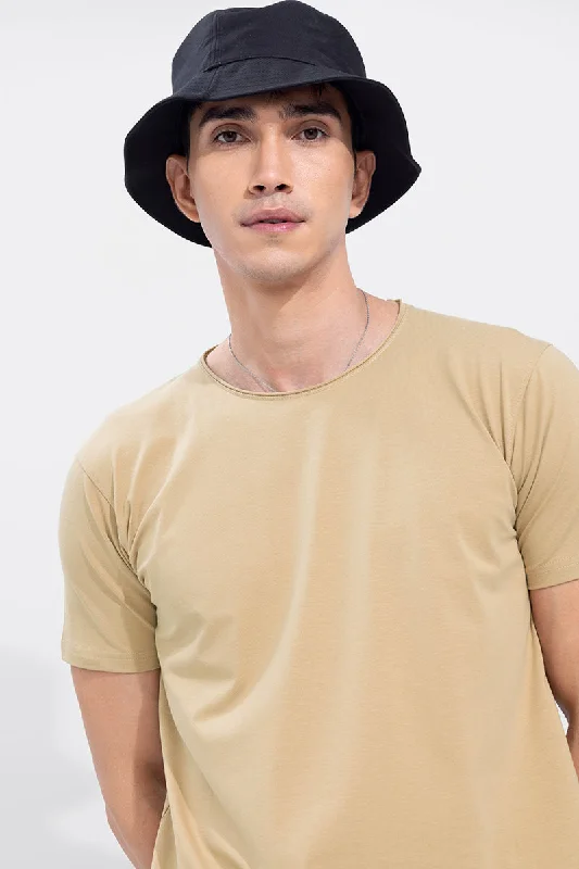 Raw Edge Camel Brown T-Shirt