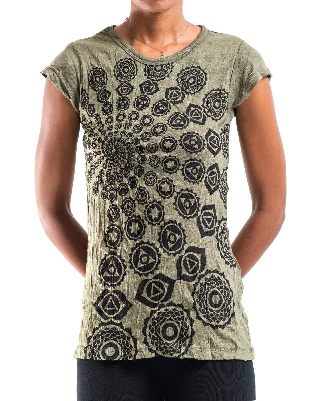 Womens Chakra Fractal T-Shirt in Green