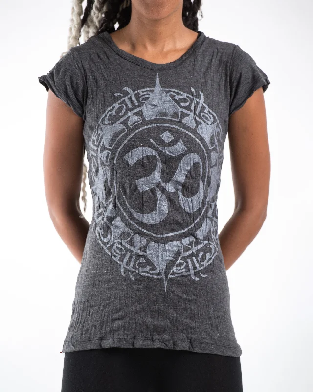 Womens Infinitee Om T-Shirt in Silver on Black