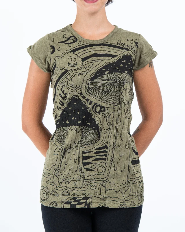 Womens Magic Mushroom T-Shirt in Green