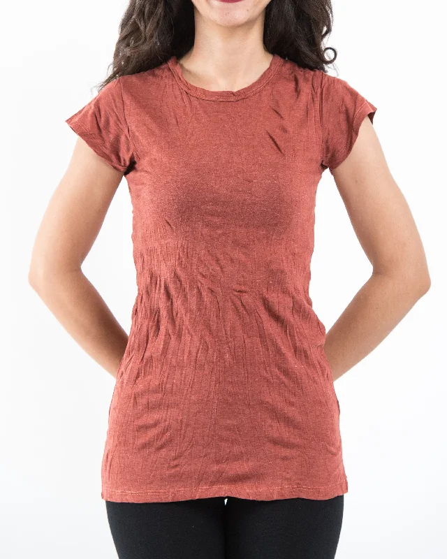 Womens Solid Color T-Shirt in Brick