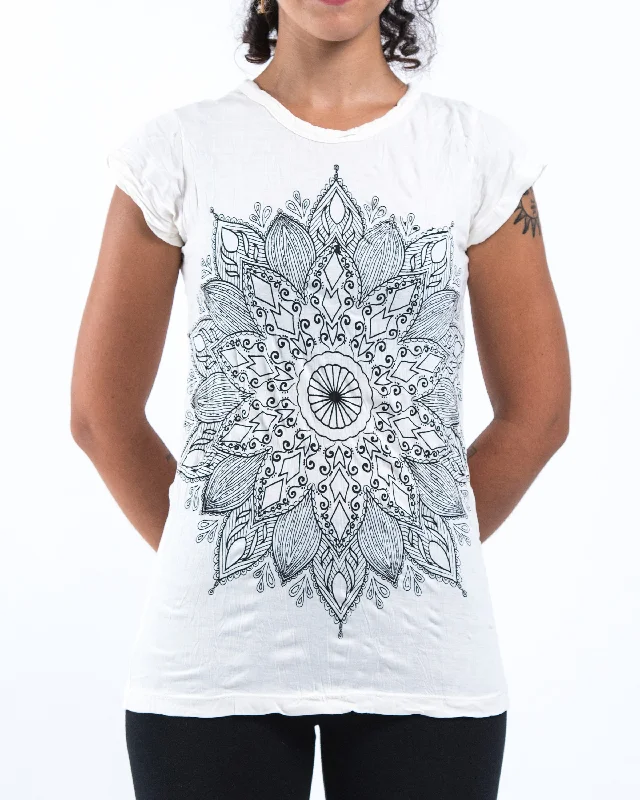 Womens Lotus Mandala T-Shirt in White