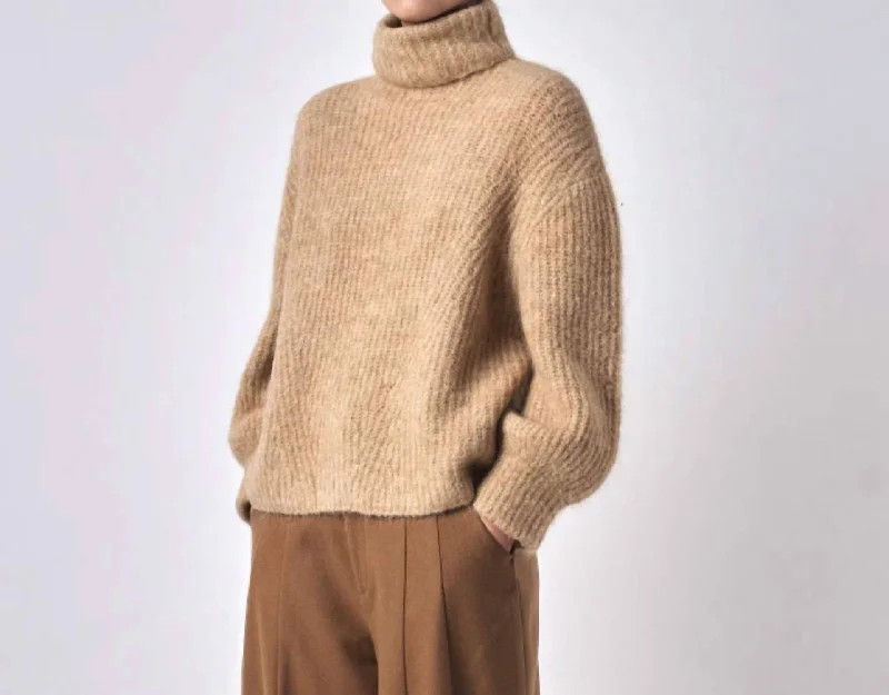 Brushed Airy Turtleneck In Wheat