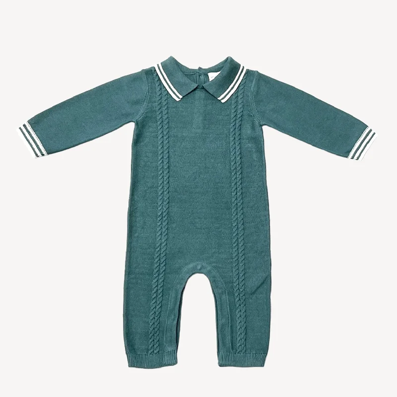 Milan Collar & Cable Knit Baby Jumpsuit (Organic)