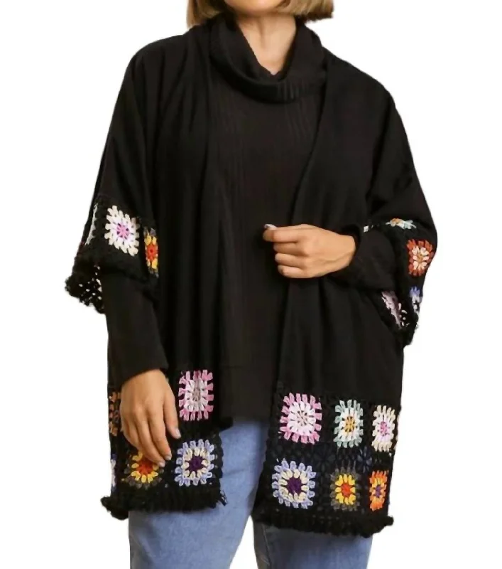 Crochet Kimono In Black