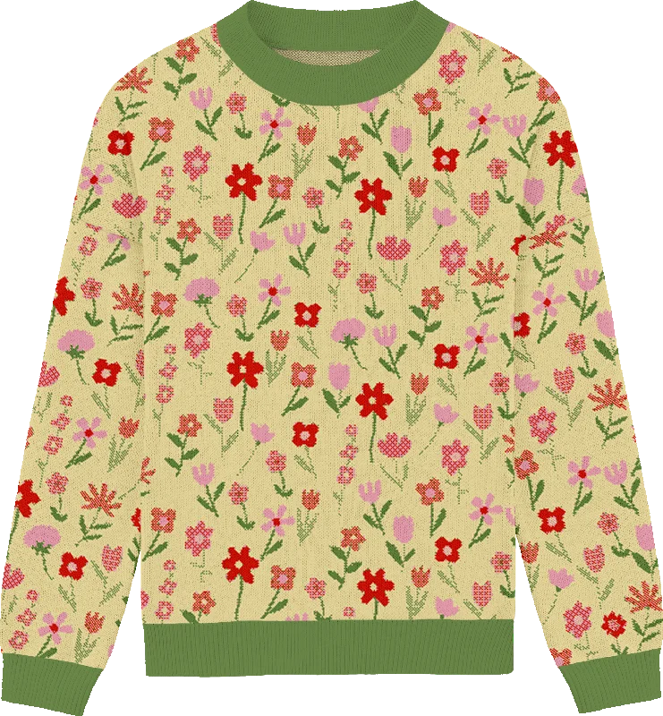 Flower Patch Knit Crewneck