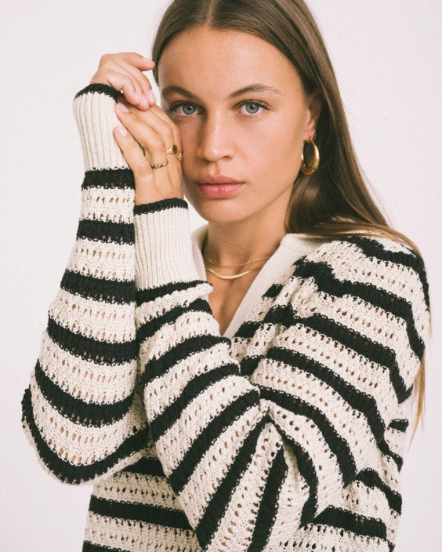 Addy Polo Neck Knit Bone White