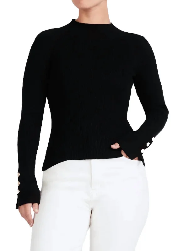 Kassandra Ribbed Mock Neck Sweater In Black