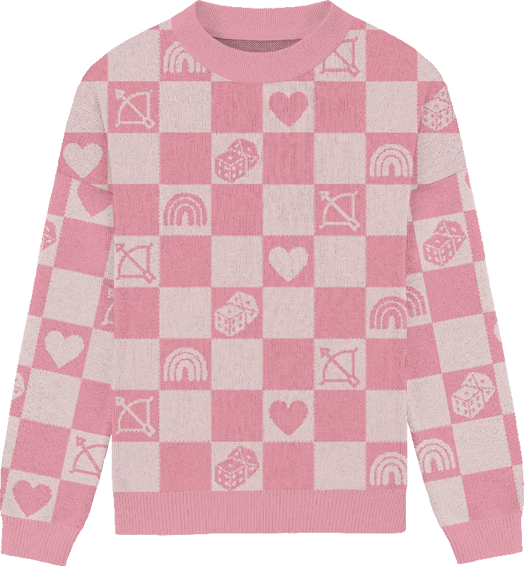 Lover Checkered Knit Crewneck