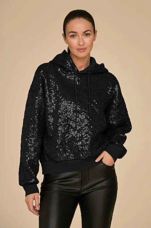 Lux Sequin Hoodie - Black