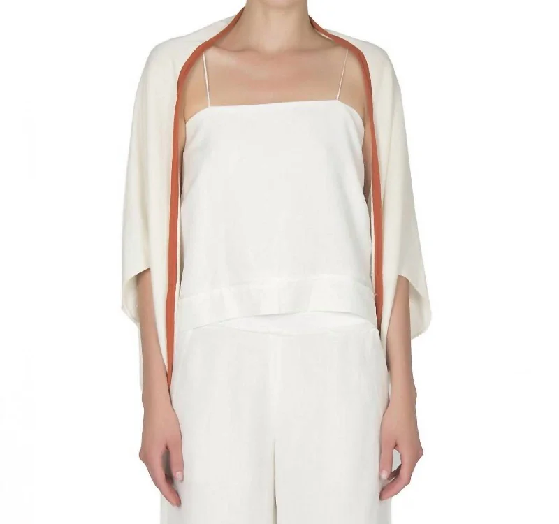 Monica Silk Cashmere Shrug In Creme/terra