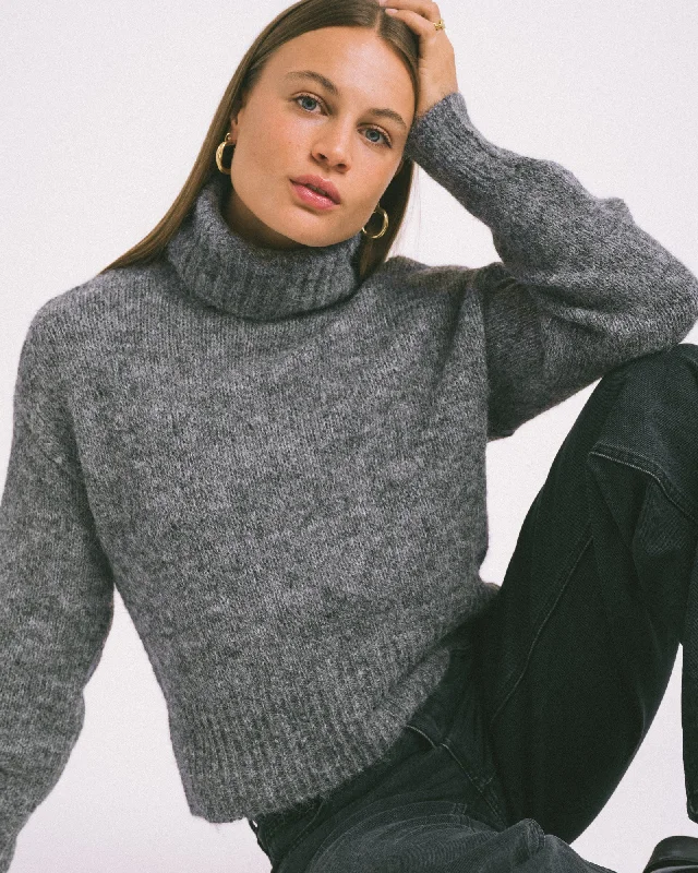 Sutton Roll Neck Knit Medium Grey Melange