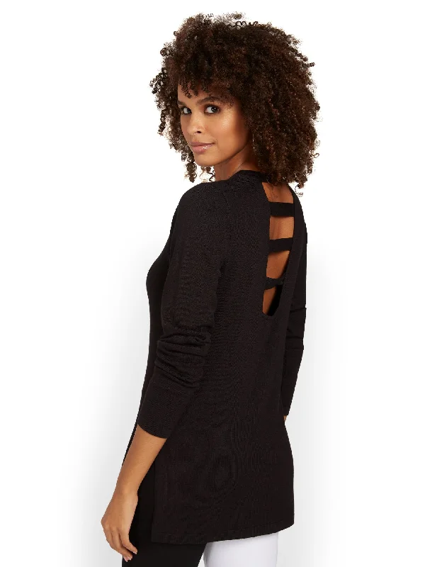 Open-Back Tunic Sweater