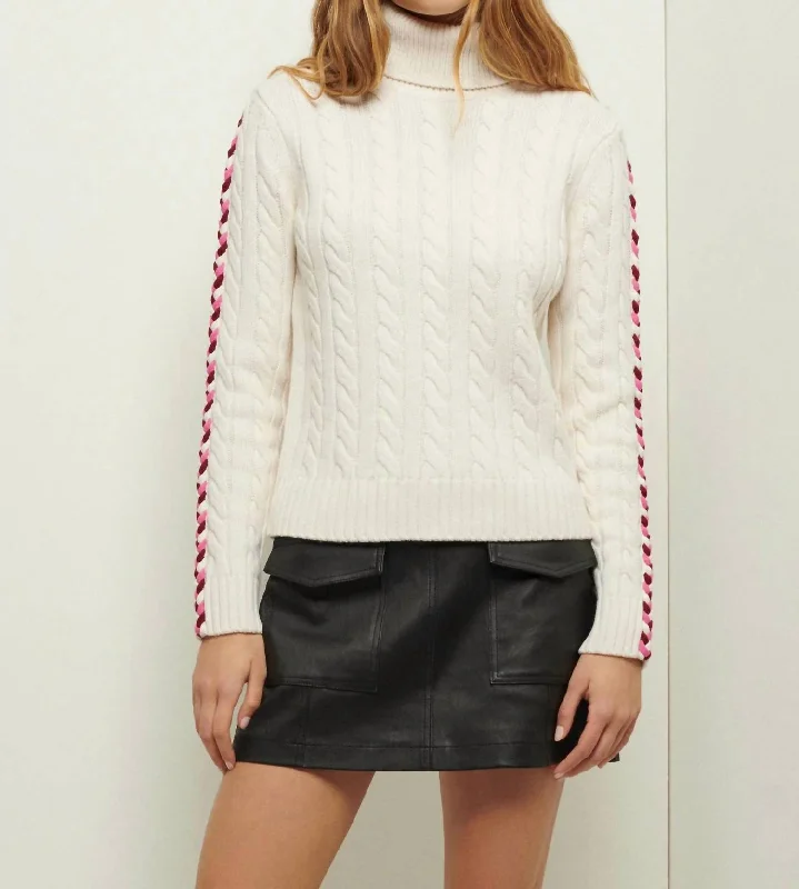 Pippa Lace Up Turtleneck In Ivory