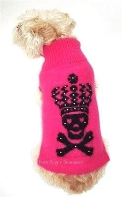 Skull With Crown Turtleneck in Fuchsia