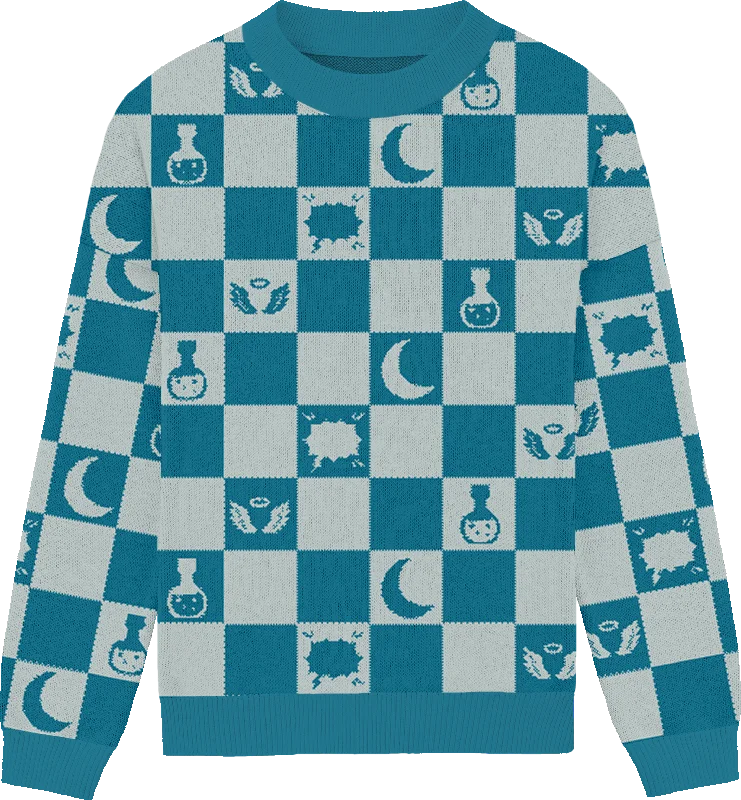 Snow Angel Checkered Knit Crewneck