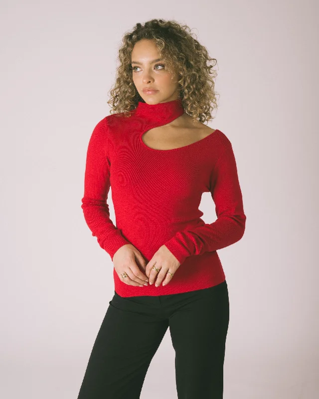 TILTIL Annie Knit Open Shoulder Red One Size