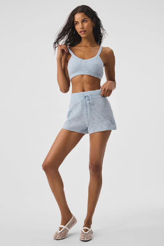 Cashmere High-Waist Plush Waffle Short - Crystal Blue