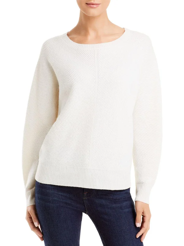 Womens Cashmere Ribbed Crewneck Sweater