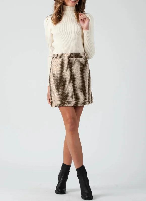 Bianca A-Line Mini Skirt In Beige