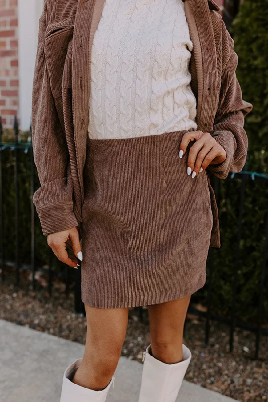 Captivating Cuteness Corduroy Mini Skirt in Mocha