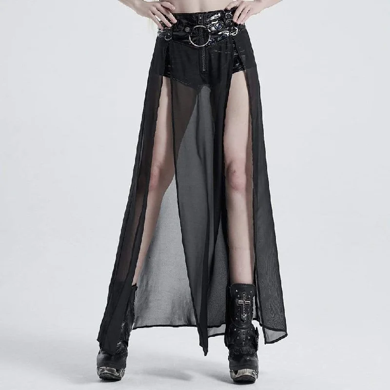 Women's Gothic Faux Leather Shorts With Overskirts