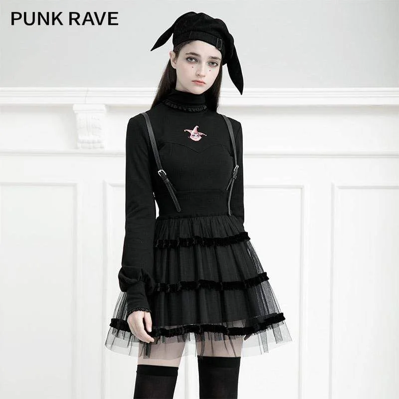 Women's Gothic Mesh Double Layered Overall Skirts