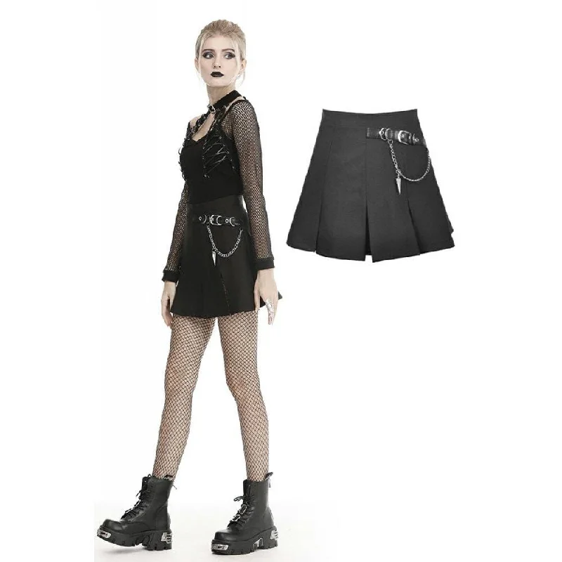 Women's Gothic Pleated Skirts With Belt