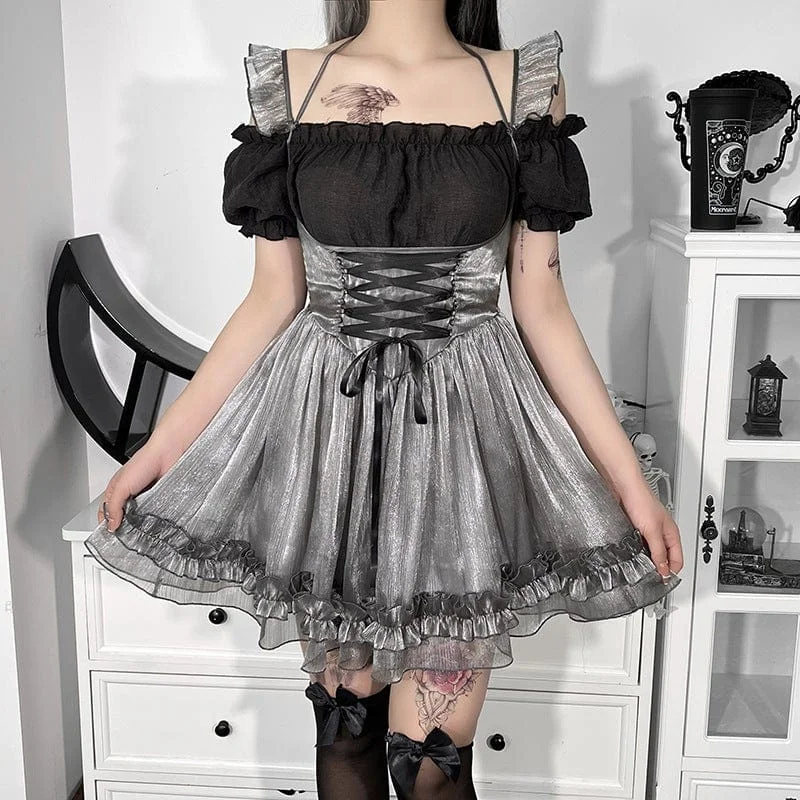 Women's Lolita Strappy Ruffled Suspender Skirt