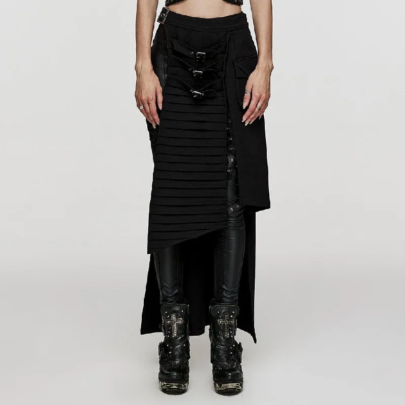 Women's Punk Irregular Ruched Split Skirt