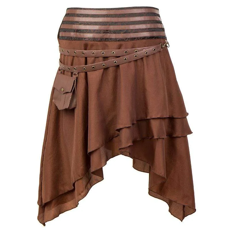 Women's Steampunk Layered Skirts With Strap