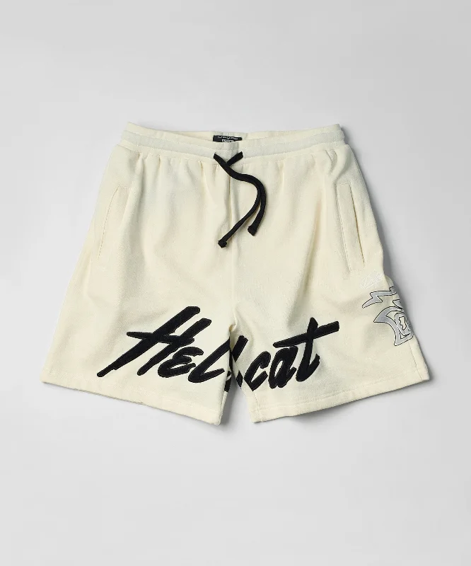 Hellcat Embroidered Fleece Shorts - Off White