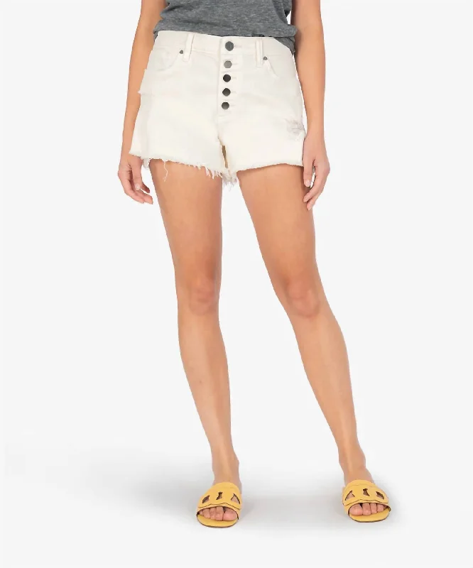 Jane High Rise Short W/ Frayed Hem In Ecru