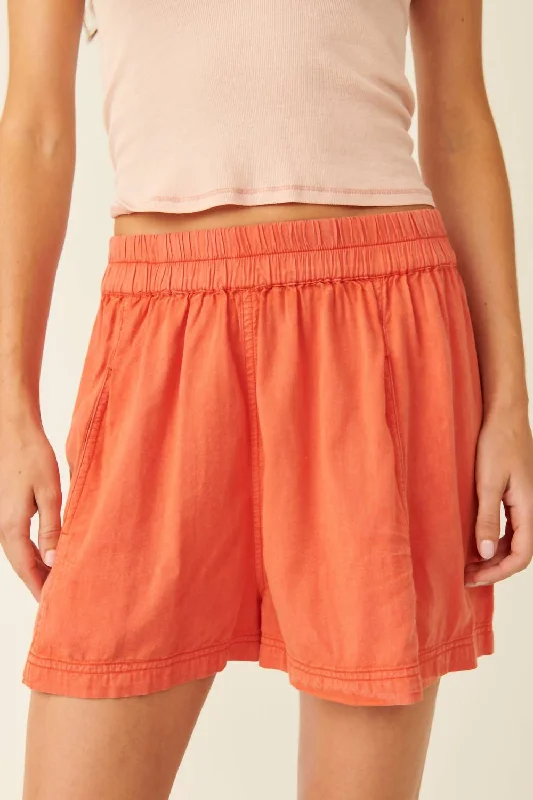 Poplin Pull On Short In Orange