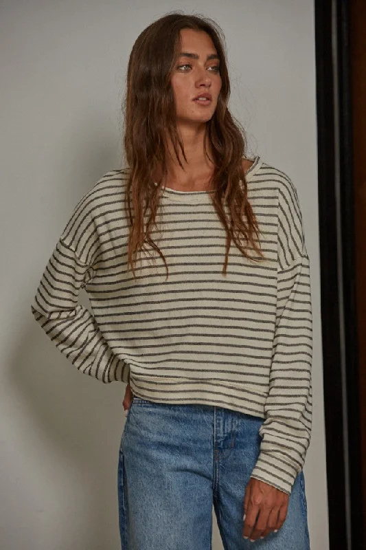 Ivory Black Striped Top