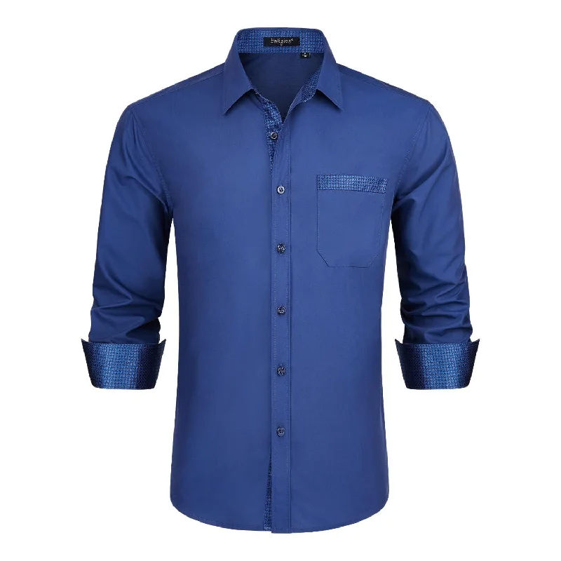 Casual Formal Shirt with Pocket - BLUE