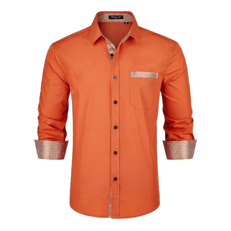 Casual Formal Shirt with Pocket - ORANGE