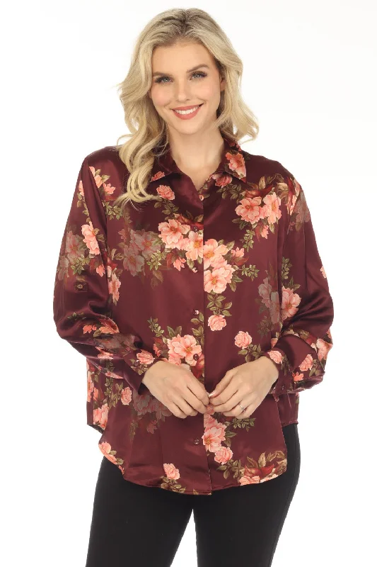 Johnny Was Love Amanza Winona Silk Floral Button-Down Shirt Boho Chic L14323