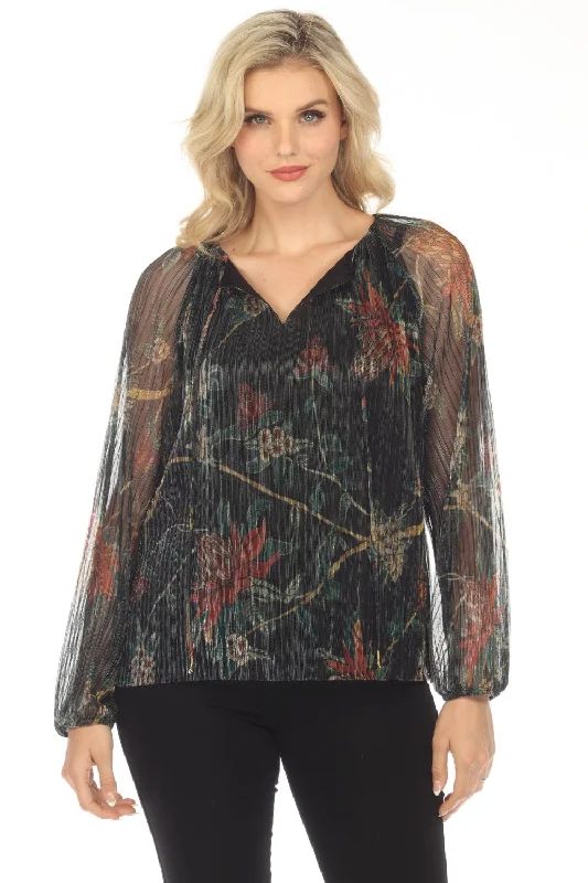 Johnny Was Love Evelina Metallic Floral Long Sleeve Blouse L17223