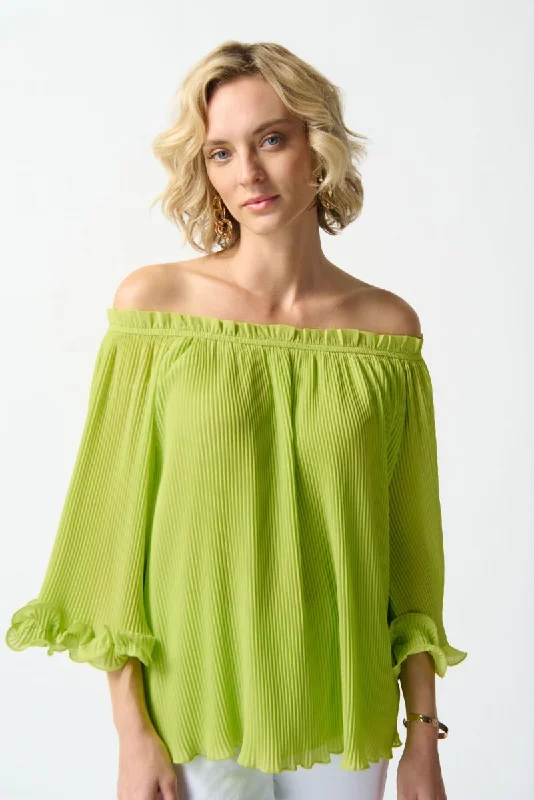 Joseph Ribkoff Off-Shoulder Pleated Flutter Sleeve Top 242909