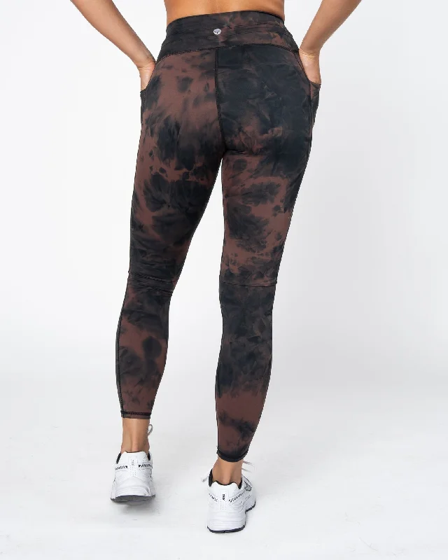 Lux Train Leggings - Fossil / Black Tie Dye